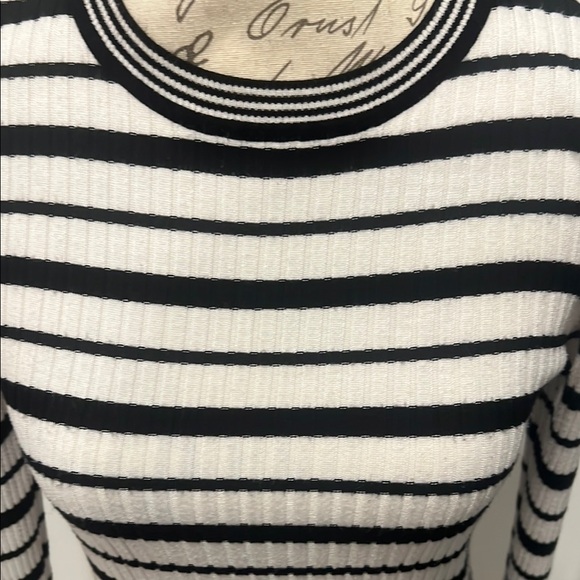 WHBM Striped Black and White Ribbed Women's Sweater - Picture 3 of 5